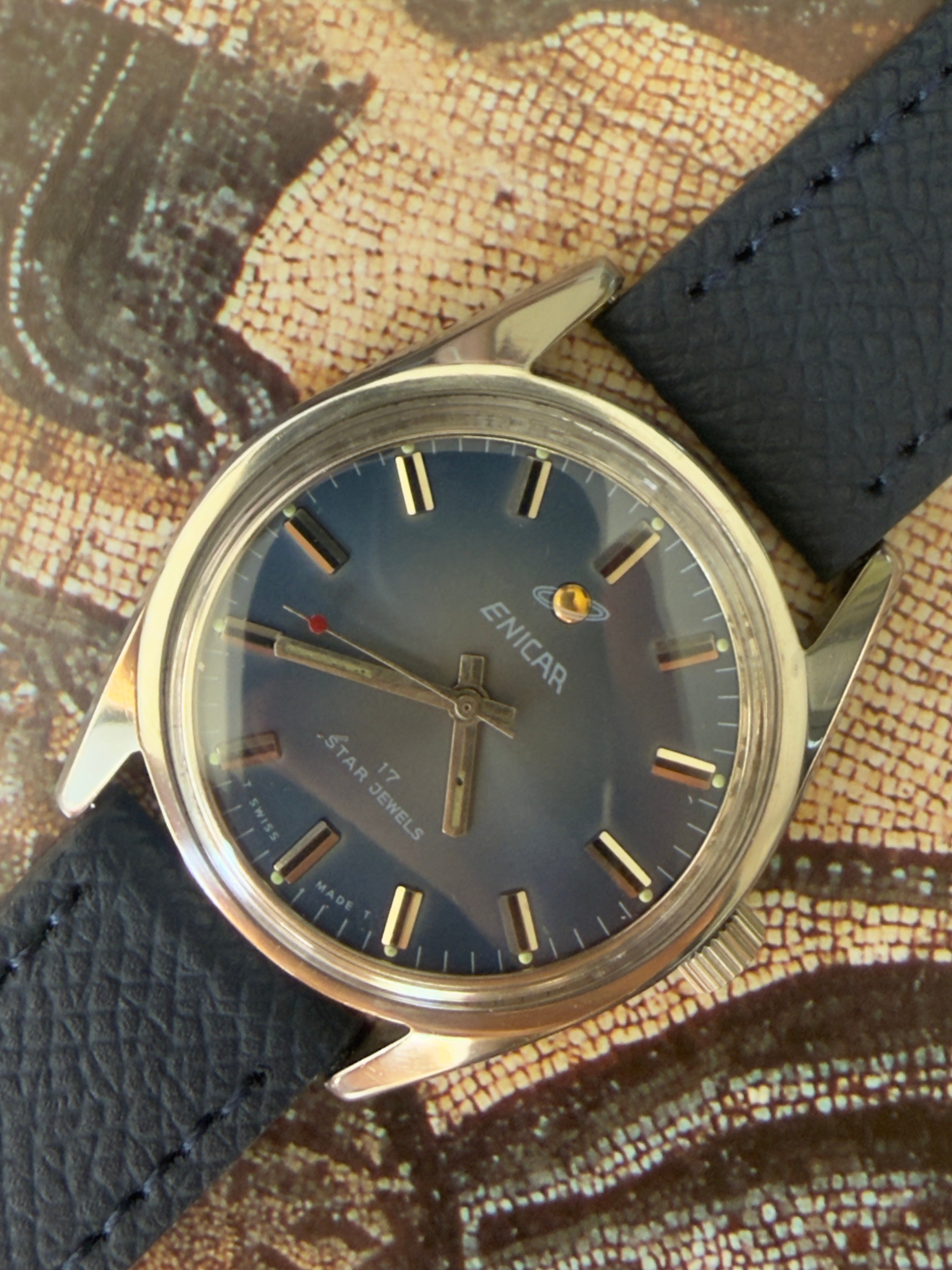 Enicar Ocean Pearl 160-54-02 | Blue Sunburst Dial | Manual Wind | Swiss Vintage