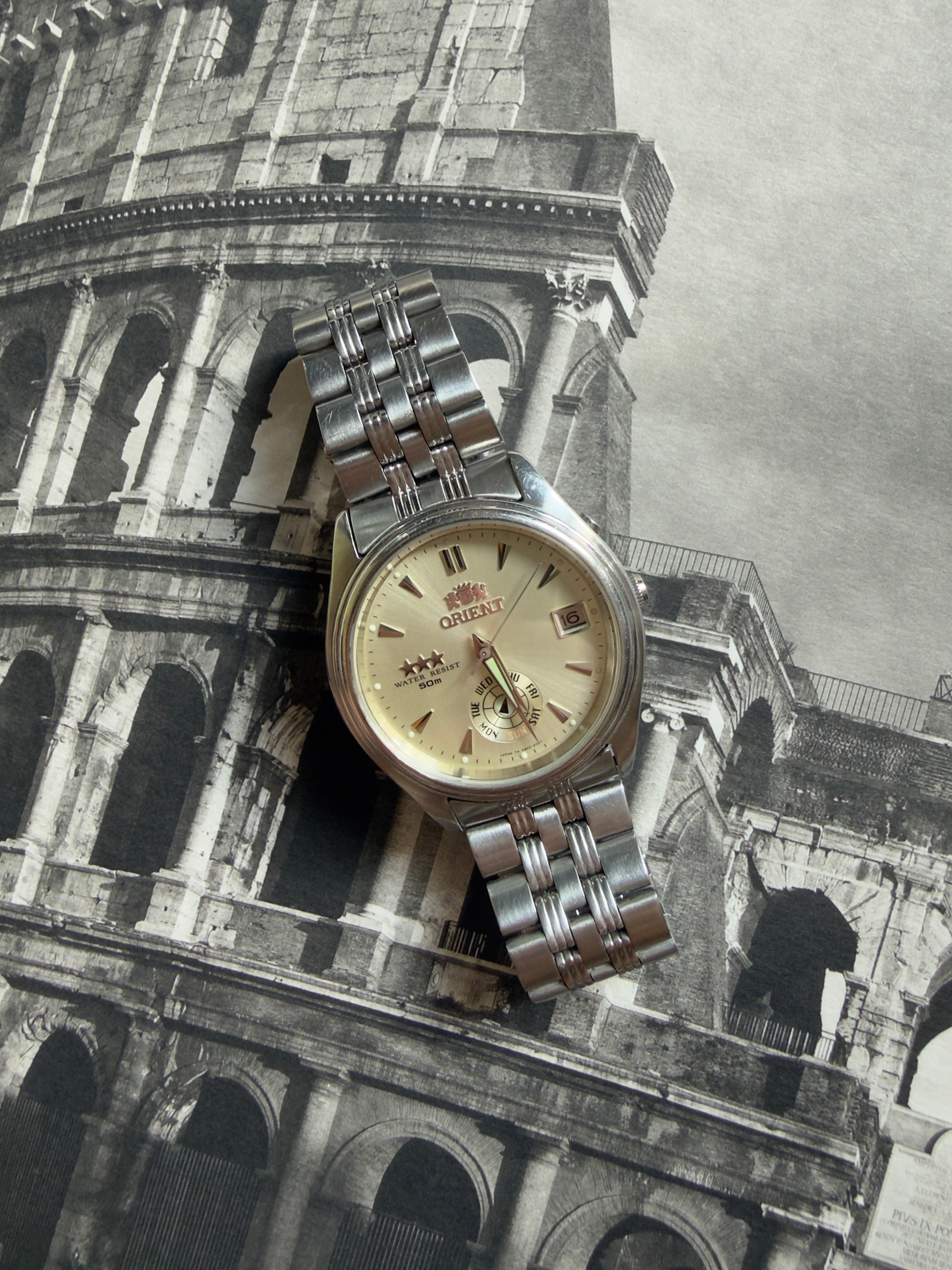 Orient 3 Star EMJ43-00 | Cream Sunburst Dial | Pointer Day Display | Automatic | 1997