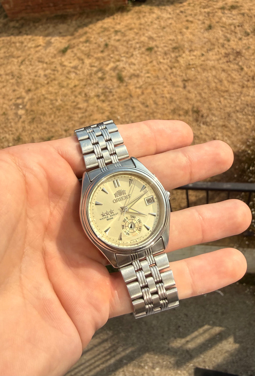 Orient 3 Star EMJ43-00 | Cream Sunburst Dial | Pointer Day Display | Automatic | 1997
