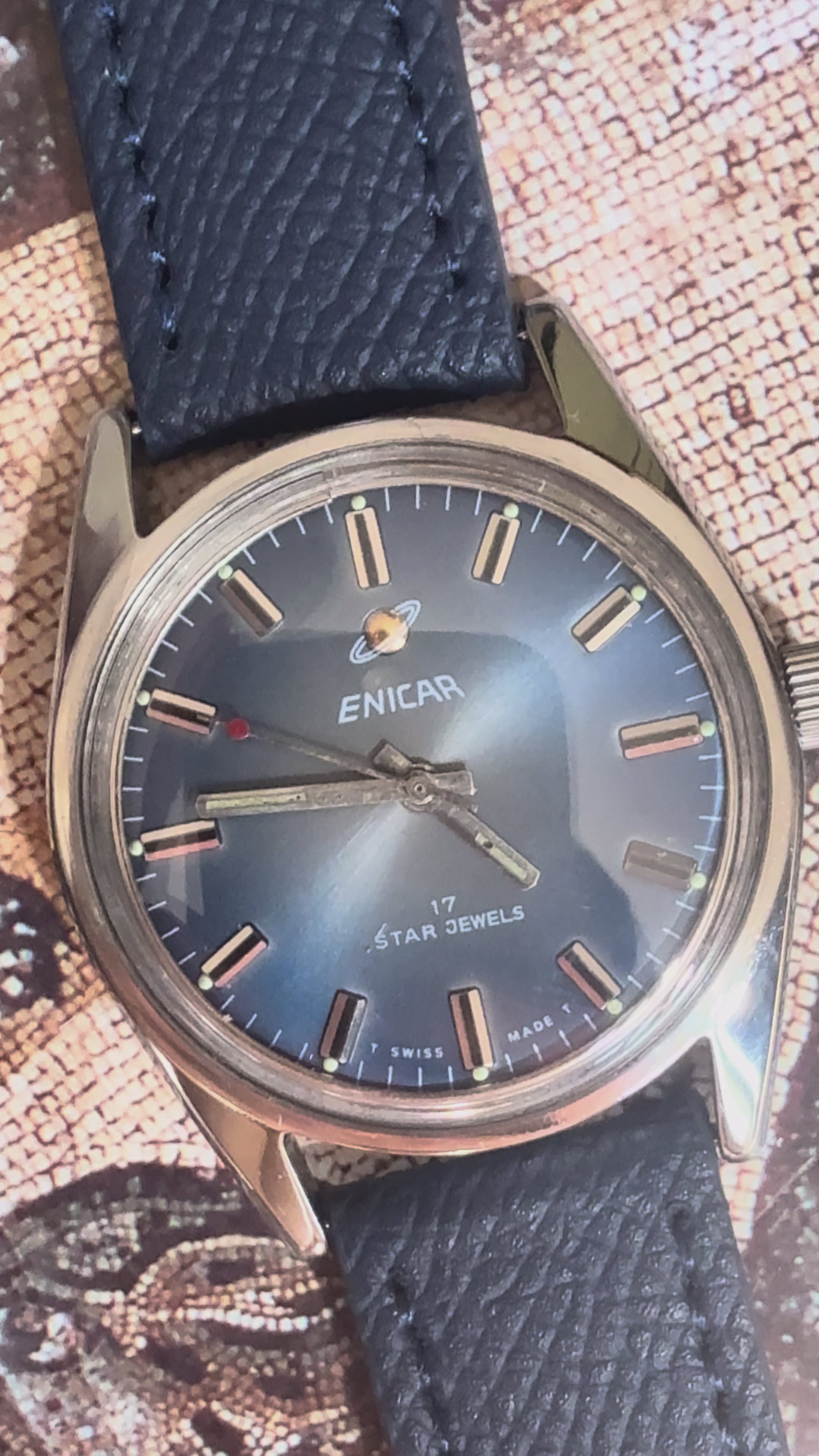 Enicar Ocean Pearl 160-54-02 | Blue Sunburst Dial | Manual Wind | Swiss Vintage