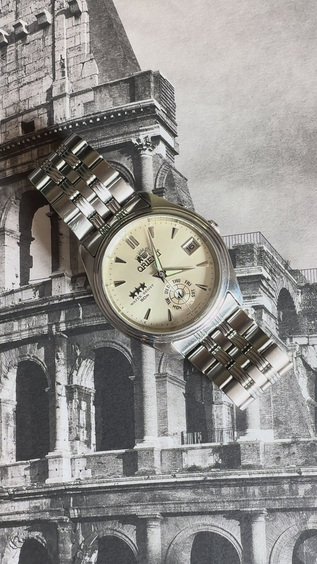 Orient 3 Star EMJ43-00 | Cream Sunburst Dial | Pointer Day Display | Automatic | 1997